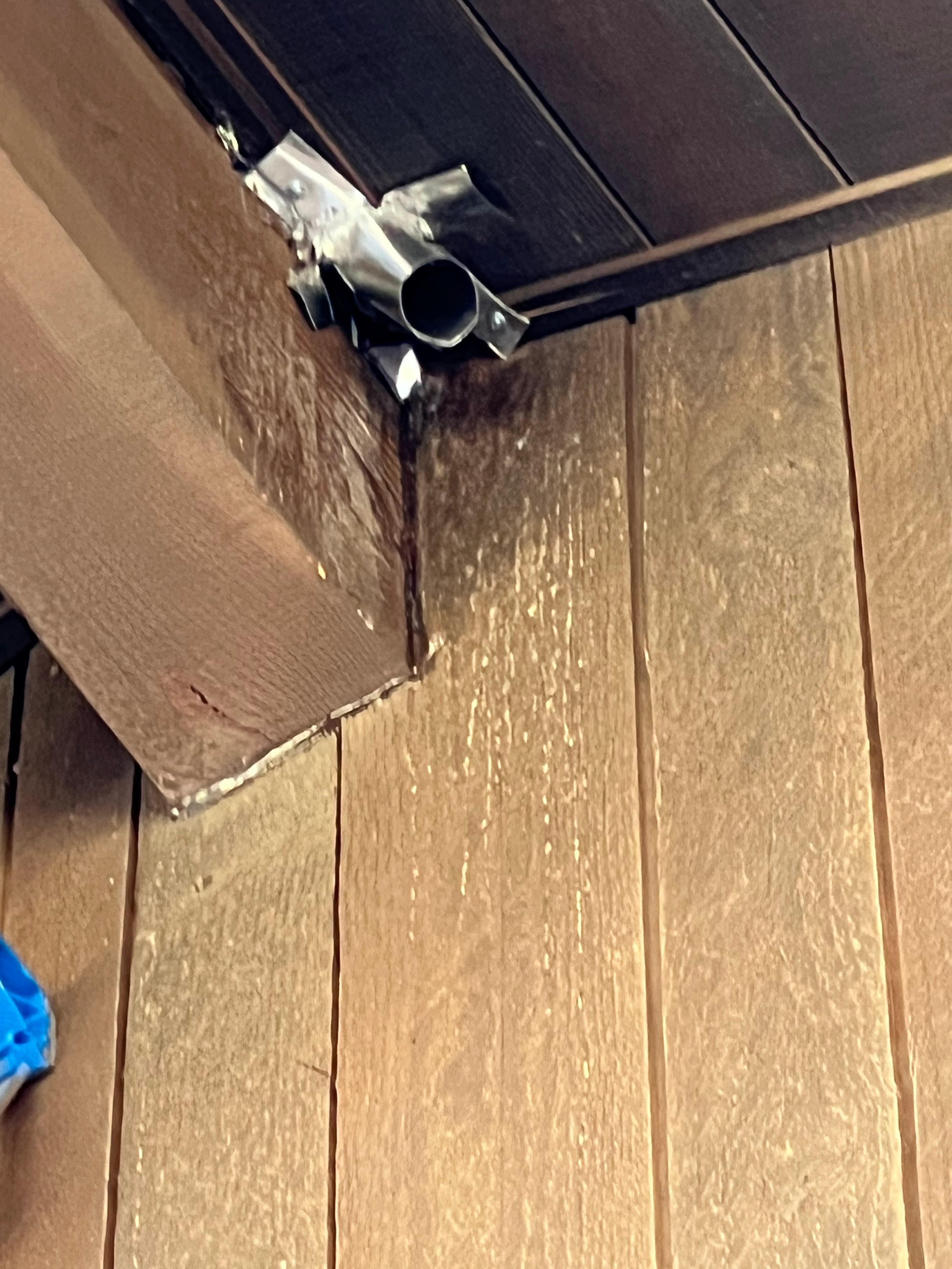Roof duct and pipe corner where flashing can create an entry gap